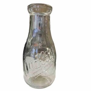 Weaver Quality Blue Ribbon Products Glass Milk Bottle One Pint